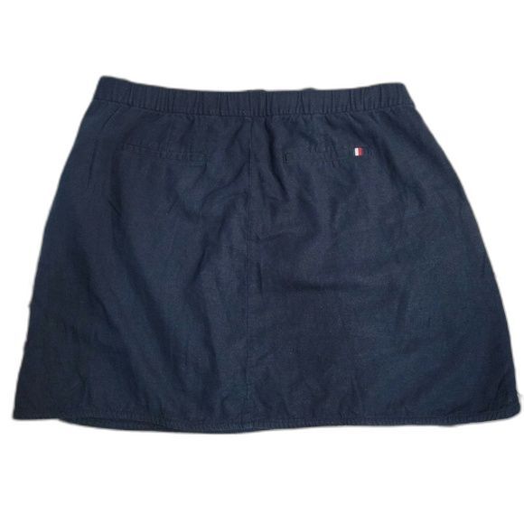 Tommy Hilfiger Navy Skirt size XXL Linen Blend Tie/Button Zipper Front Casual - Picture 2 of 7